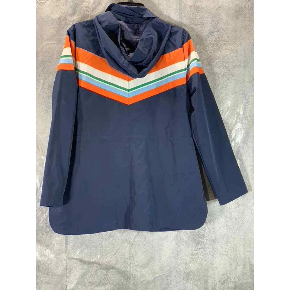 Charter Club Women's Blue Combo Striped Full-Zip Water Resistant Coat SZ M - Image 4 of 4