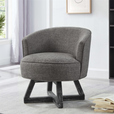 360° Swivel Chair Accent Chair Armchair w/Cross-Shaped Wood Base for Living Room
