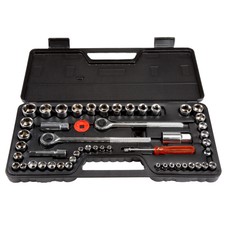 Stalwart 52-Piece Drive Socket Set with Tool Box – 1/4 3/8 and 1/2