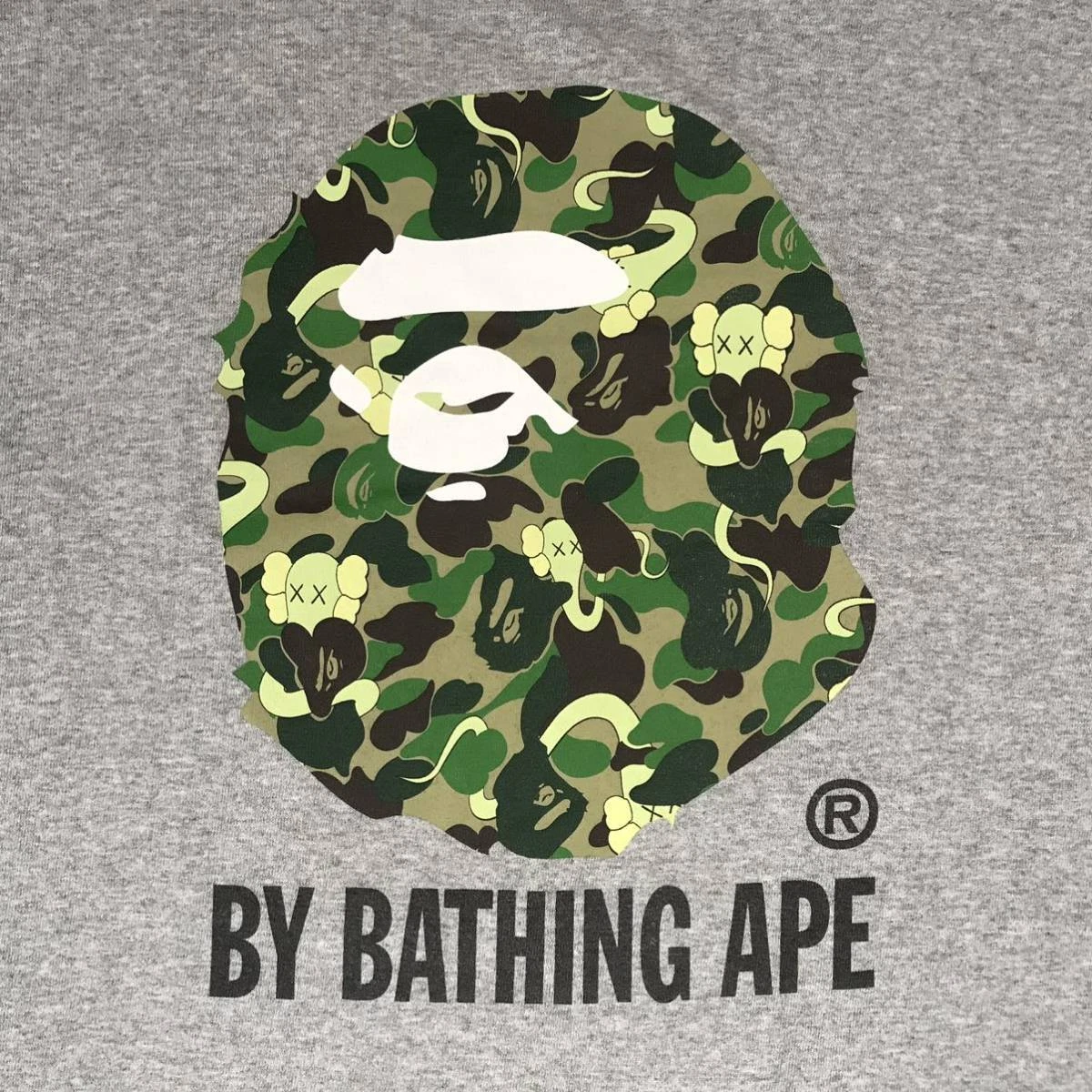 BAPE × kaws bendy ape head T-shirt ABC camo green Gray A Bathing