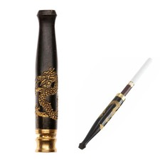 Porta cigarrillos tallado dragón boquilla pipa fumar filtro ébano regalo para hombre