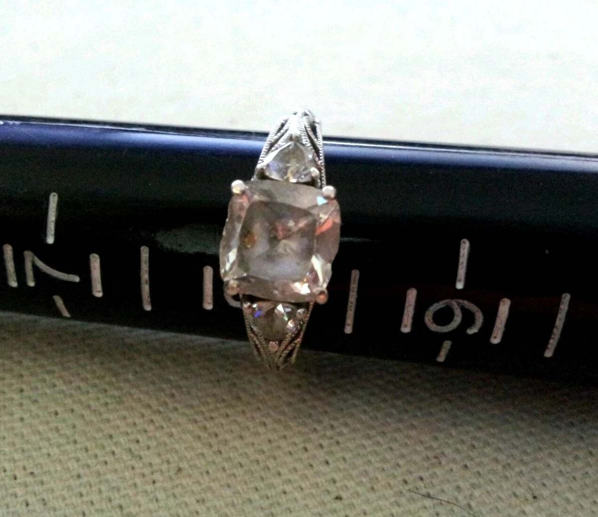 Diamonique 3 cheap stone ring