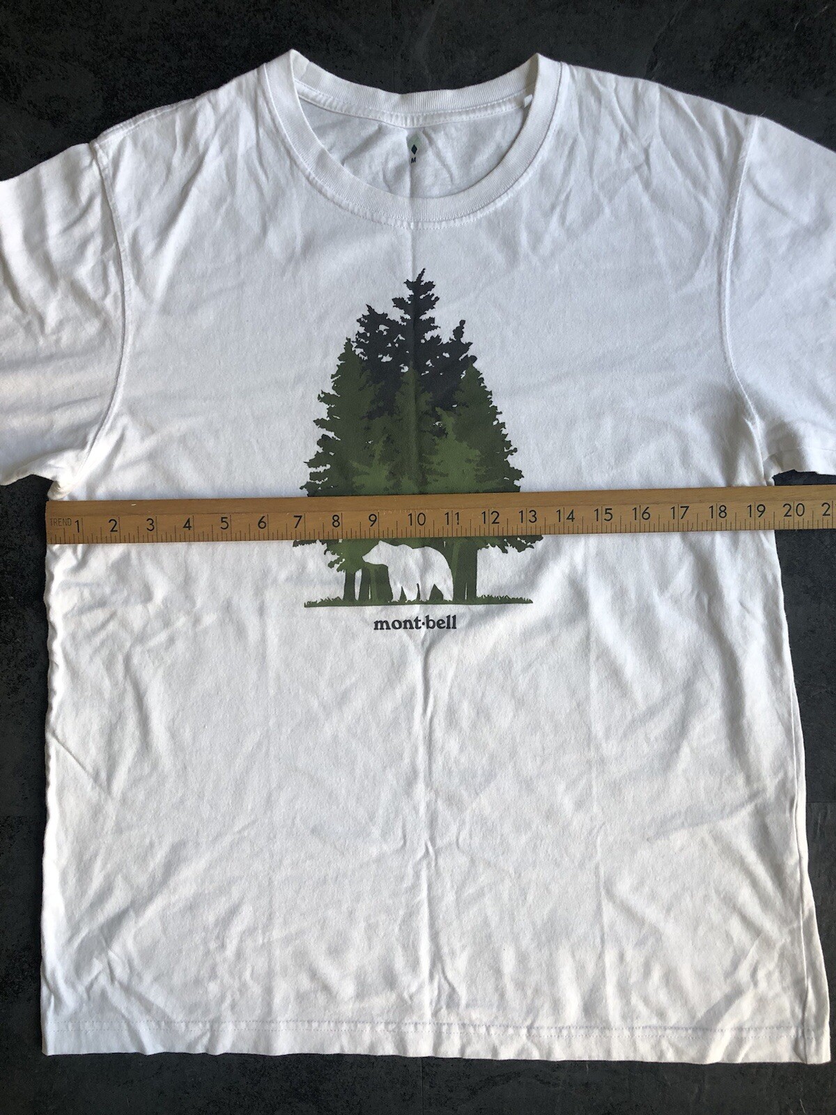 Vintage Montbell Forest Bear T Shirt Size M Japan S UK White Graphic Print Rare image 10