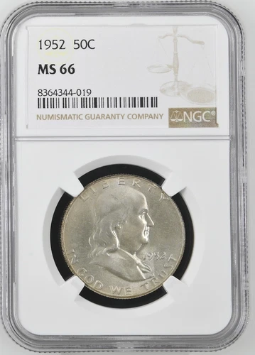 1952  FRANKLIN US Half Dollar,   MS66 by NGC,   an EXQUISITE looking coin!!!!