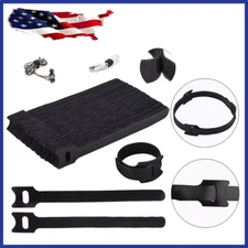 100PCS Reusable Cable Straps - Black Hook & Loop Wire Ties for Home & Office