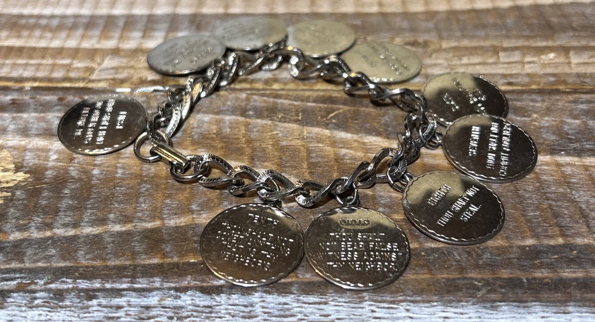 Vintage 10 commandments charm bracelet deals