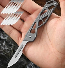 EDC Stainless Steel Keychain Utility Knife Paper Cutter Outdoor Folding Knife