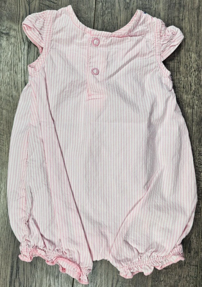 Baby Girl Clothes Just One You Carter's Newborn Pink Striped Flower Romper - Image 3 of 3
