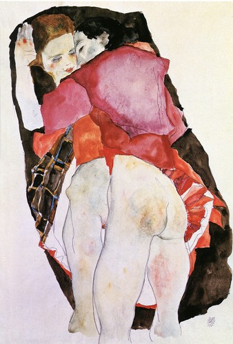 Egon Schiele Reproductions: Two Girls (Lovers) - Fine Art Print