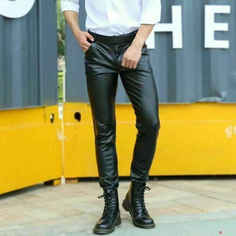 Men's Black Genuine Lambskin Real Leather Causal Wear Pant Men Pant