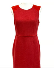 Banana Republic Wool-Blend Red + Pink Herringbone Sheath Dress 2P