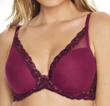 Natori Feathers Plunge Bra In Port/Sumac SZ 32D NWT