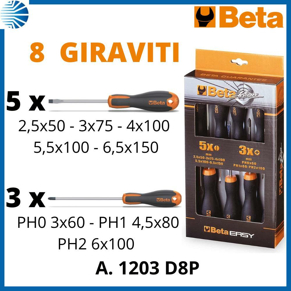 Set Di 8 Giraviti Professionali Beta Evox 1203e/d8p Con Taglio Piatto E Croce Phillips - Foto 9