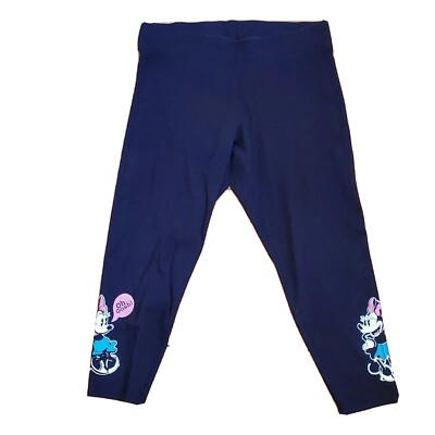 Disney Minnie Mouse Leggings  Women Juniors Size 1 Black Elastic Waistband VGUC
