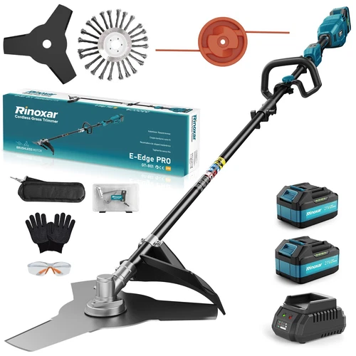12000RPM Akku-Rasentrimmer | 2×5200mAh | 26cm | Brushless | 3 Klingen | Gartenho