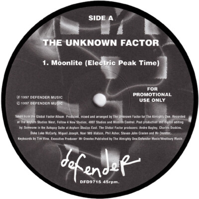 The Unknown Factor - Moonlite (Electric Peak Time) (12'', Promo)