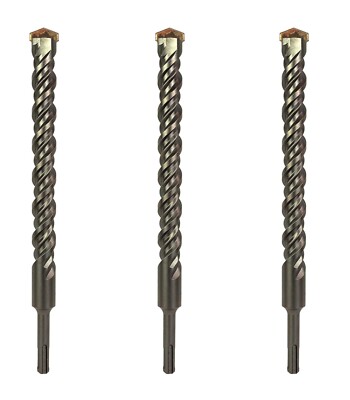 SDS-Plus Rotary Hammer Drill Bit 3Pcs Set Carbide Tipped for Masonry Concrete