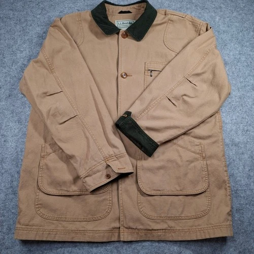LL Bean Original Field Coat XL Tan Canvas Flannel Lined Chore Jacket 187059 - product listing photo