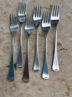 6  WMF FINESSE Salad or Dessert Forks, 7  Great Condition! Satin Finish, Germany
