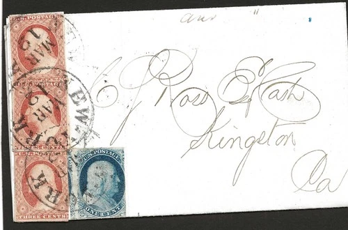 USA letter  from 1853 with one nr 9 + 3 stamps of nr 11A. canc N Y