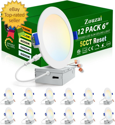12 Pack 6 Inch 6000K/5000K/4000K/3000K/2700K 5CCT Selectable Ultra
