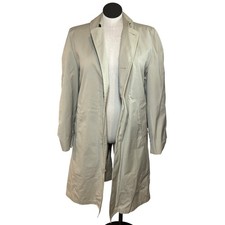 London Fog Parliament Plush Mens Beige Faux Fur Lined Trench Coat Overcoat 38R