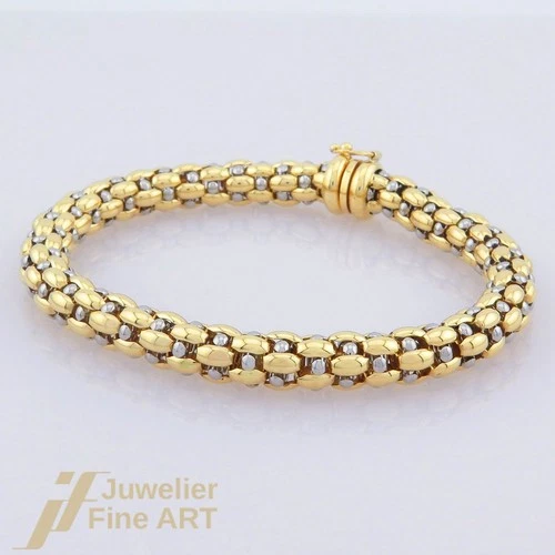 FOPE Bracelet - Raspberry Pattern - No Trim - 18K/750 Yellow Gold / White Gold
