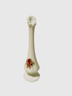 Fenton White Milk Glass Bud Vase with Red Cardinal & Pinecones ~ Vintage