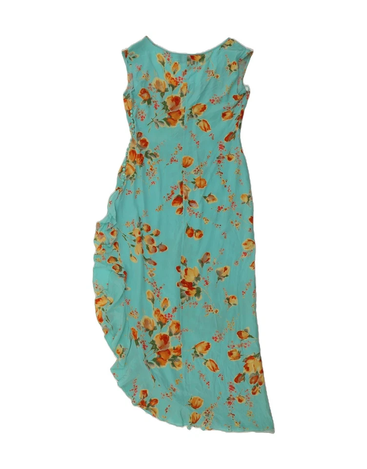 EMANUEL UNGARO Womens Asymmetrical Dress US 10 Large Blue Floral DW01 - Image 2 of 4