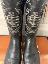NEW! MEN'S LUCCHESE EXOTIC BLACK BUFFALO COWBOY BOOTS 9D W / BOX USA MADE