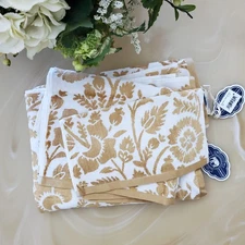 John Robshaw Jina Woven Jacquard Antique White/Gold 3 Piece Towel Set
