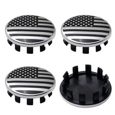 4PCS 63mm 2.5 inch Silver Black American Flag Hub Center Caps for Dodge Ram