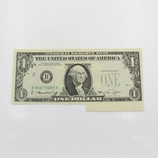 Series 1974 $1 Fold Over Miscut 3rd Printing Error Note US Currency NR #C921-1