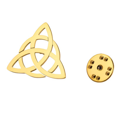 Pin Anstecker Triquetra Keltischer Knoten Gold Optik Trinity Knot Metall 25mm