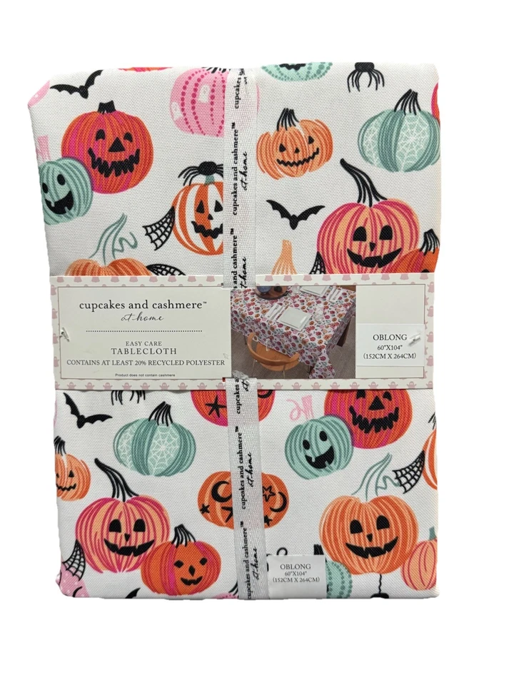 CUPCAKES & CASHMERE Multicolour Pumpkin Halloween Party Tablecloth 152x213cm New - Image 2 of 4