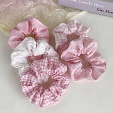 5pcs Polka Dot Hair Ties Cute Fabric with Flower Prints Sweet Floral Dot Hair