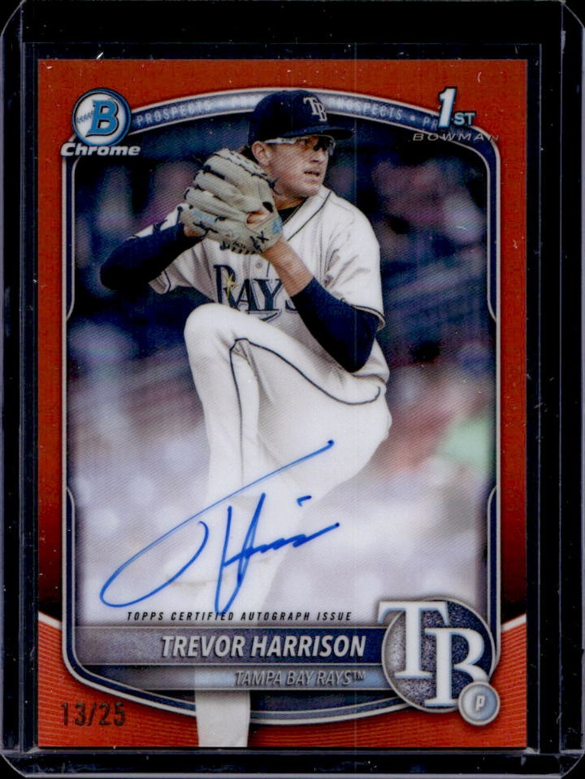 2025 Bowman Chrome Trevor Harrison Auto Orange Refractor 1st Prospect #13/25