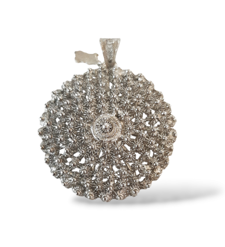 Pendentif plaque noire nid d'abeille or rose
