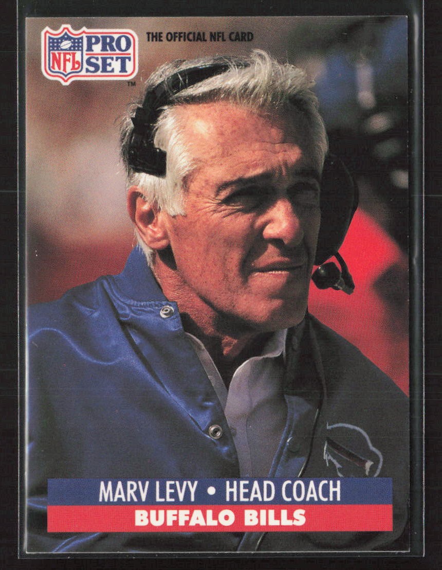 Marv Levy 1991 Pro Set FACT Mobil #90 Buffalo Bills