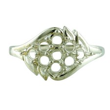 925 Sterling Silver 3mm Round Semi Mount Cluster Ring For Wedding Ring