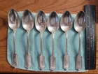 RARE Set of 6 Gorham Melrose Pattern 5 3/8" Sterling Silver Teaspoons M Mono 92G