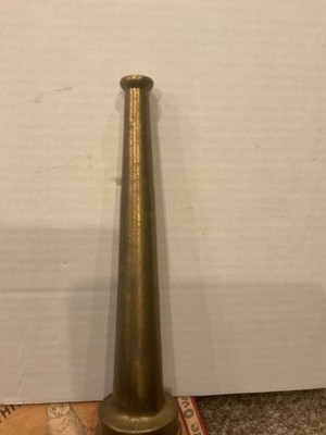 Antique fire fighter 12 inch  brass solid fire nozzle, 2.25 in base fire equip