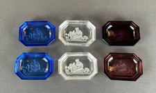 6 Heinrich Hoffmann VENUS & CHERUB Intaglio 2 ¼” Glass Salt Cellars c. 1927