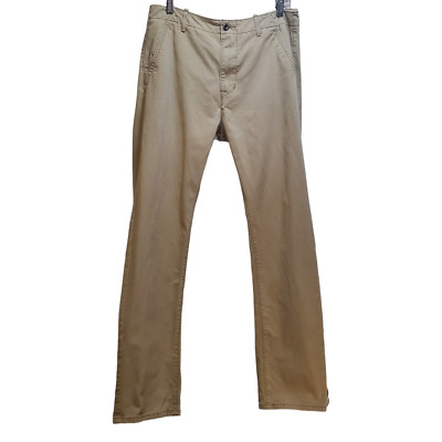 Levi Strauss & Co Two Horse Brand Man`s Yellow Chino Pants Size 32/32 Flat Front