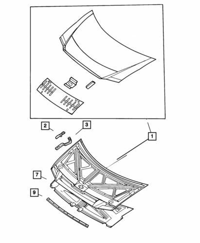 Sello del cofre delantero izquierdo para Chrysler Town & Country 2002-2007 (N/P 4860899AA)