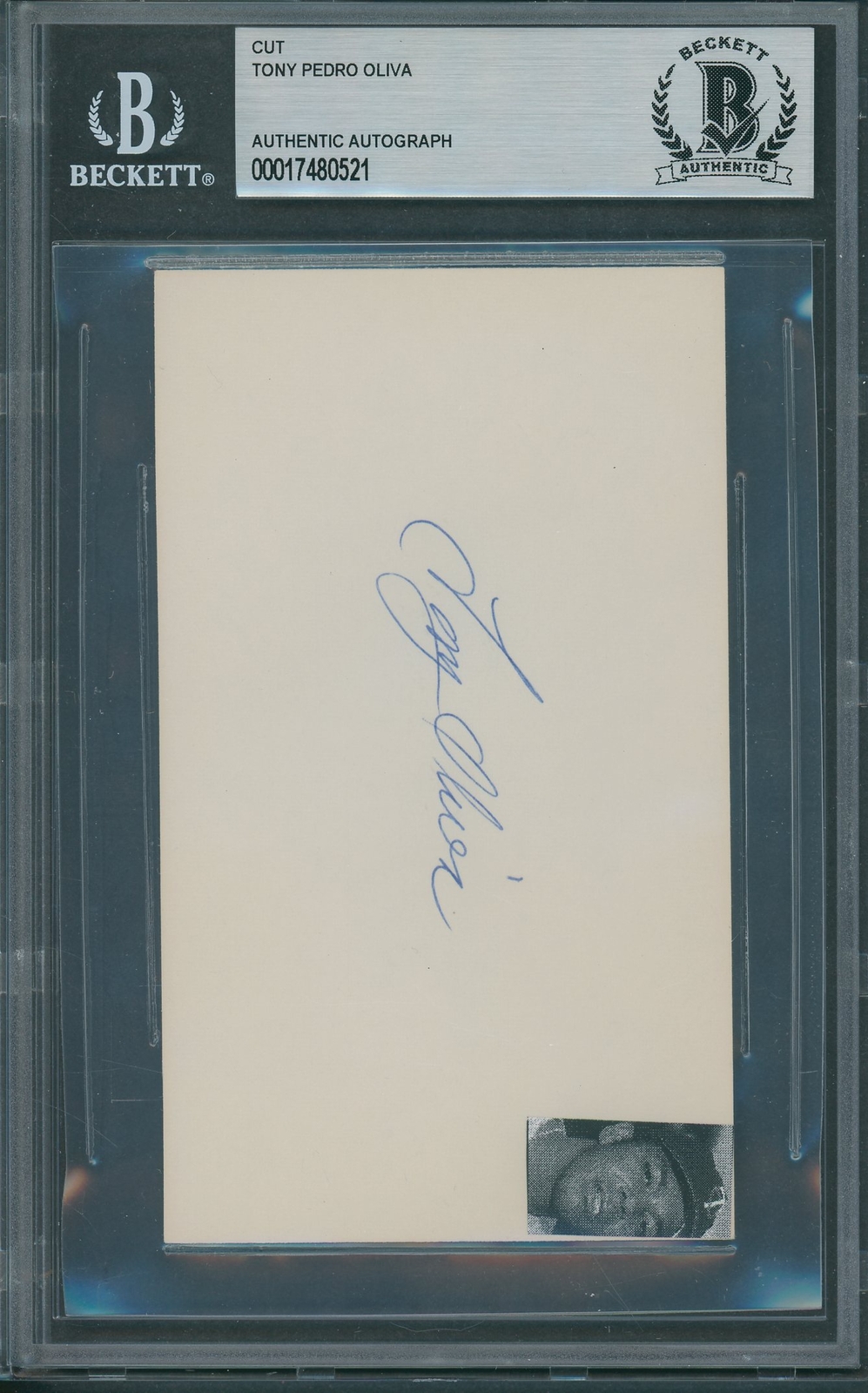 Tony Oliva Autographed Signed Index Card Beckett Authentic Autograph *0521 