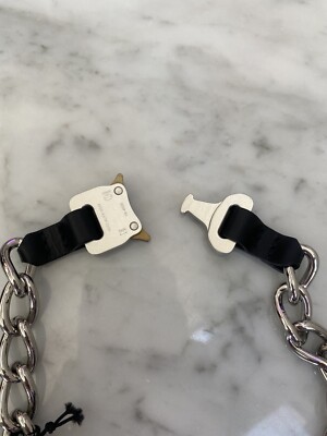 NWT $340 ALYX Men's Silver Roller Coaster Buckle Chain Necklace