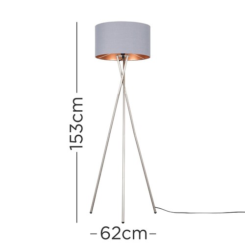 Tripod Floor Lamp Standard Standing Reading Light Living Room Brushed Chrome - 第 76/83 張圖片