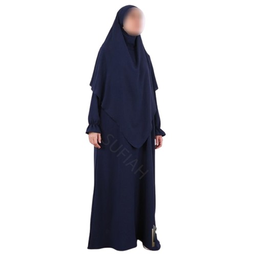 2 Pezzi Abito da Preghiera Sopra la Testa Khimar Burqa Abaya Kaftano jilbab - Foto 20 di 28