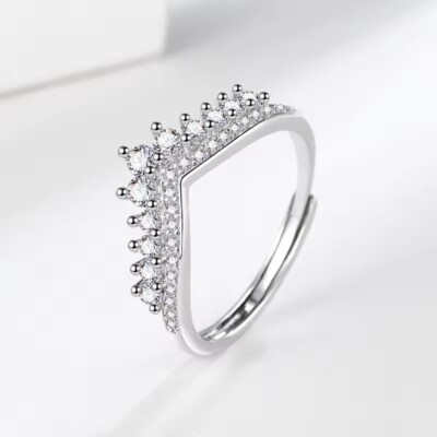 0.50 Ctw D/FL Brilliant Moissanite 14K White Gold Over Crown Engagement Ring